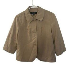 Signature By Larry Levine Beige Camel Cropped Button-Up Retro MCM Jacket Size 10